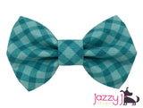 Aqua Plaid Bow Tie