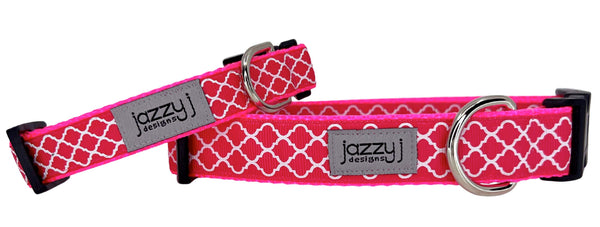 Shocking Pink Trellis Dog Collar
