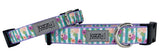 Striped Lavender Poppies Dog Collar