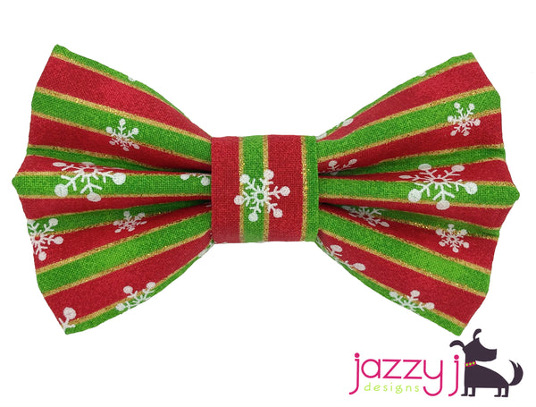 Striped Snowflakes Bow Tie