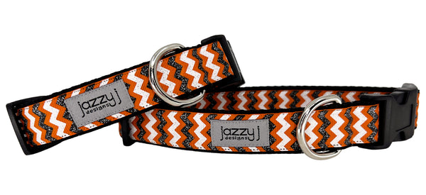 Glitter Halloween Chevron Dog Collar