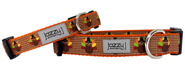 Orange Turkey Feathers Dog Collar