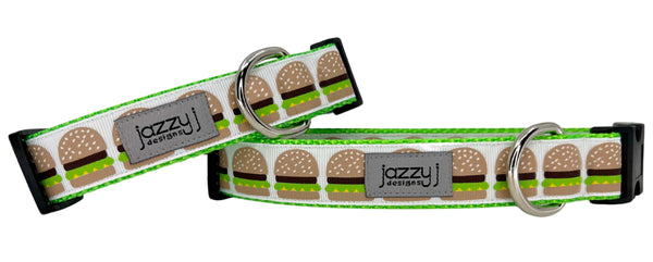 White Hamburger Dog Collar