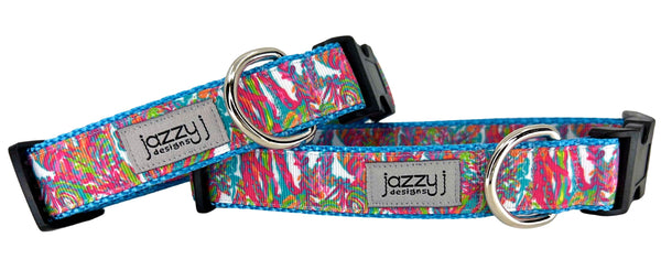 White Coral Reef on Blue Dog Collar