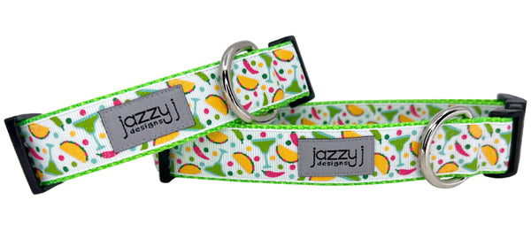 Tacos & Tequila White Dog Collar