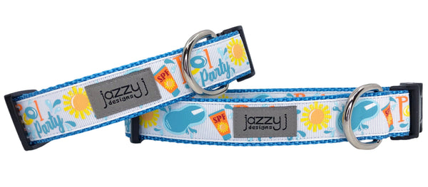 White Pool Party Dog Collar