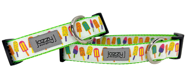 White Popsicles on Lime Dog Collar