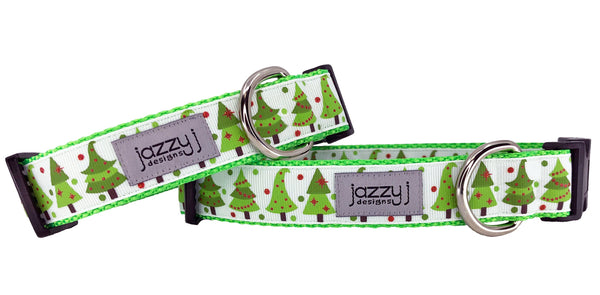 White Whimsical Trees Dog Collar