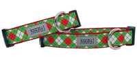 Lime Green & Red Argyle Dog Collar